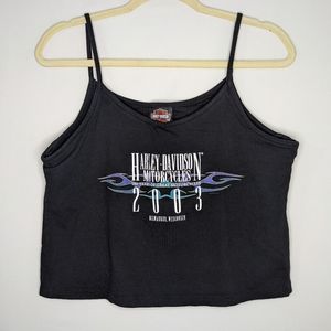 Harley Davidson Womens Black 2003 Milwaukee Wisconsin Cropped Tank Size L